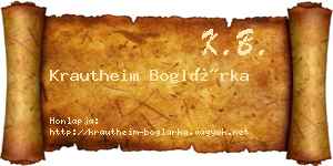 Krautheim Boglárka névjegykártya